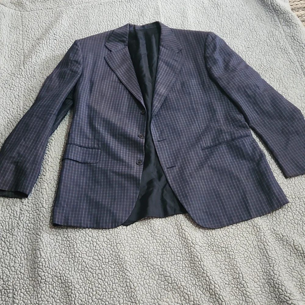 Luciano Barbera Made In Italy Silk And Wool Blazer Size 56/6/r Dark Blue…